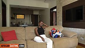 busty 18yo ebony babe's tight pussy gets pounded hard by bwc producer during intense couch casting session