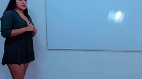 biology teacher gags on cock deepthroats and swallows huge cumshot after class