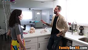 yo stepdad and stepdaughter team up to fuck stepmom on her big day what a taboo 3some