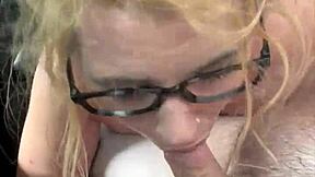 streetwalker in glasses deepthroats cock bends over car swallows cum after pov public facial from chubby guy
