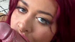 twerks while rimming leads to petite redhead's deepthroat blowjob pov facial cumshot