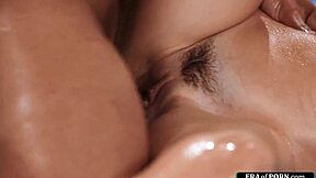 petite masseuse takes big black cock deep in nuru massage fuck