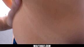 Milf thief earns freedom from perverted security officer's demands