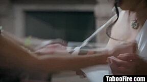 lesbian stepmom fingers licks teen stepdaughter pussy with milf friends watching