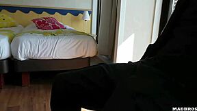 a dominatrix guard with big tits catches us you wanna suck to skip police?