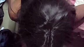 ebony petite sucks boss small cock on knees then doggystyle fucked 😈 homemade interracial!