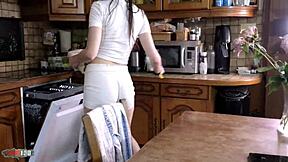 hot latina briseida myers bent over kitchen desk for rough anal pounding and deepthroat