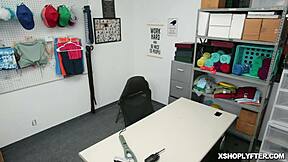 shoplifter aria carson meets pervy security officer at work...