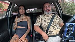 Nick niquita bares juicy ass in belem car for bareback anal creampie ride