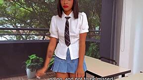 Skinny Latina Schoolgirl Fucks Principal's Huge Cock in Car to Skip Exams