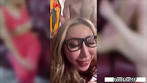 Influencers tease in miniskirts before bent over doggystyle group licking