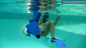 Minnie manga SUCKS dildo underwater in sexy bikini pool play!