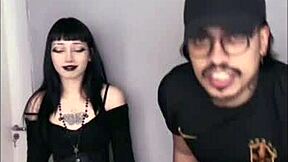 skinny goth pawg qrozne rides cock bent over backstage