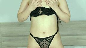 petite brunette slut stretches wet pink pussy and tight ass with dildo solo homemade