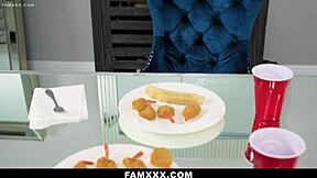 stepsister surprises stepbro with deepthroat cowgirl blowjob welcome home pov