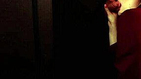 student in stockings deepthroats cum at gloryhole first time