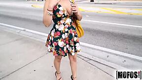 KITTY CAPRICE PUBLIC PICKUP CUMS OUTDOORS!