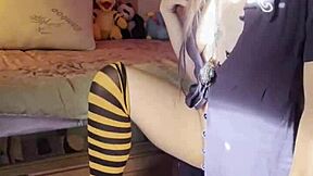 petite brunette strips stockings teases pussy quick afternoon play