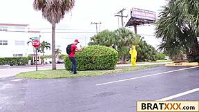 hunting shy tiny brunette leads to deepthroat doggy on sofa