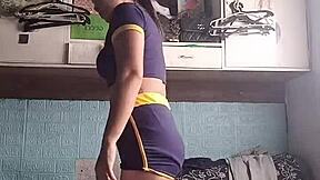 petite asian babe in tight shorts does sexy fitness workout training
