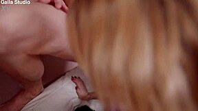 Lana Lova takes on three guys for intense DP action