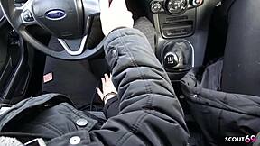 german skinny teen 18+ skips condom for risky car deepthroat cheat date in berlin 😲🍆