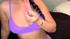 horny british gf masturbates with dildo on webcam slutty solo experience