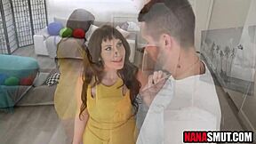 granny gilf rides stepgrandson's cock after foot lick fetish