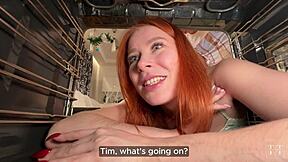 neighbors stuck in kitchen so i help with huge cock creampie threesome