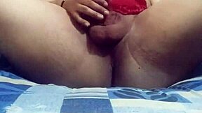 Trans Crossdresser Jerks Big Ass Solo in Close-Up Masturbation