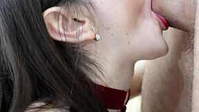 hot brunette gives sloppy morning blowjob with deep licks and kisses