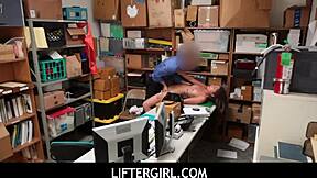 lucky mall officer fucks young shoplifter hard in office