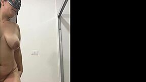 Degenerate wife strips naked on cam and showers before riding big cocks taboo