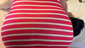 Petite girl teases her panty lines slow and seductive in bedroom play