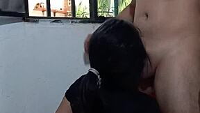 Fucking hot latina babysitter while she watches for wife