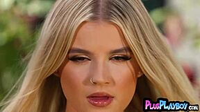 perfect blonde model sky wonderland strips naked outdoors