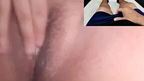 ex's naughty teen fingers wet pussy on sheer red making me cum hard