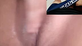 ex's naughty teen fingers wet pussy on sheer red making me cum hard