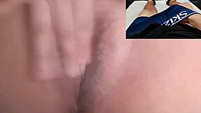 ex's naughty teen fingers wet pussy on sheer red making me cum hard