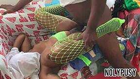 young couple fucks moans passionately on sofa