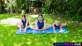 super bendy gymnast teens train with big cocks outdoors