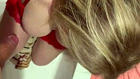 stepmom surprised me post-shower sucked dick then fucked cum tits