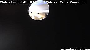 two shaved grannies in stockings fuck muscular guy hard