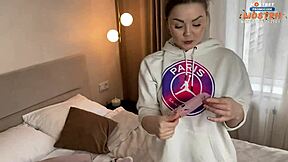 Young brunette in pink panties rides big cock creampie pussy homemade