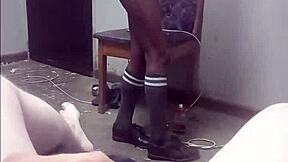 Petite student spreads tight pussy for teacher's white cock tease