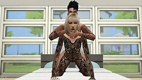 girl in lingerie bent over for rough doggystyle game fuck