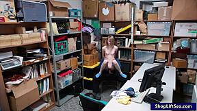 tight teen shoplifter 😩 gets her pussy wrecked by the lp officer's monster cock at work! 🍆💦