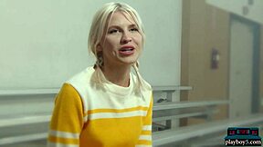 Petite Blonde Milf Cheerleader Lennon Elizabeth Rips Clothes On Court!