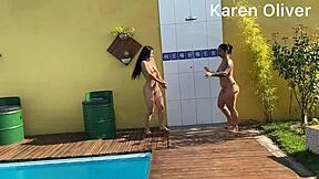 such a hot pool day with bruna lopes and her sexy friend