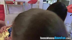 cosplay teen gets messy facial at wild party